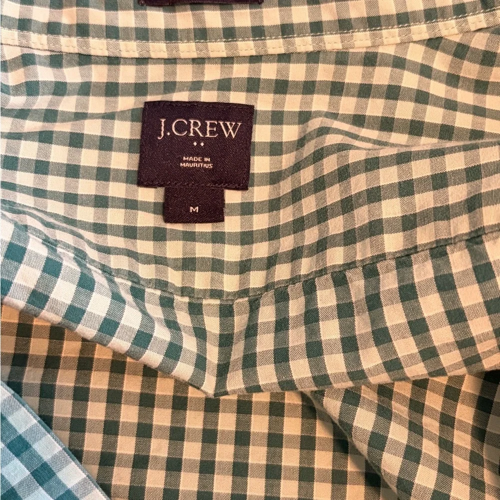 J. Crew Men's Green Gingham Button-Down Shirt